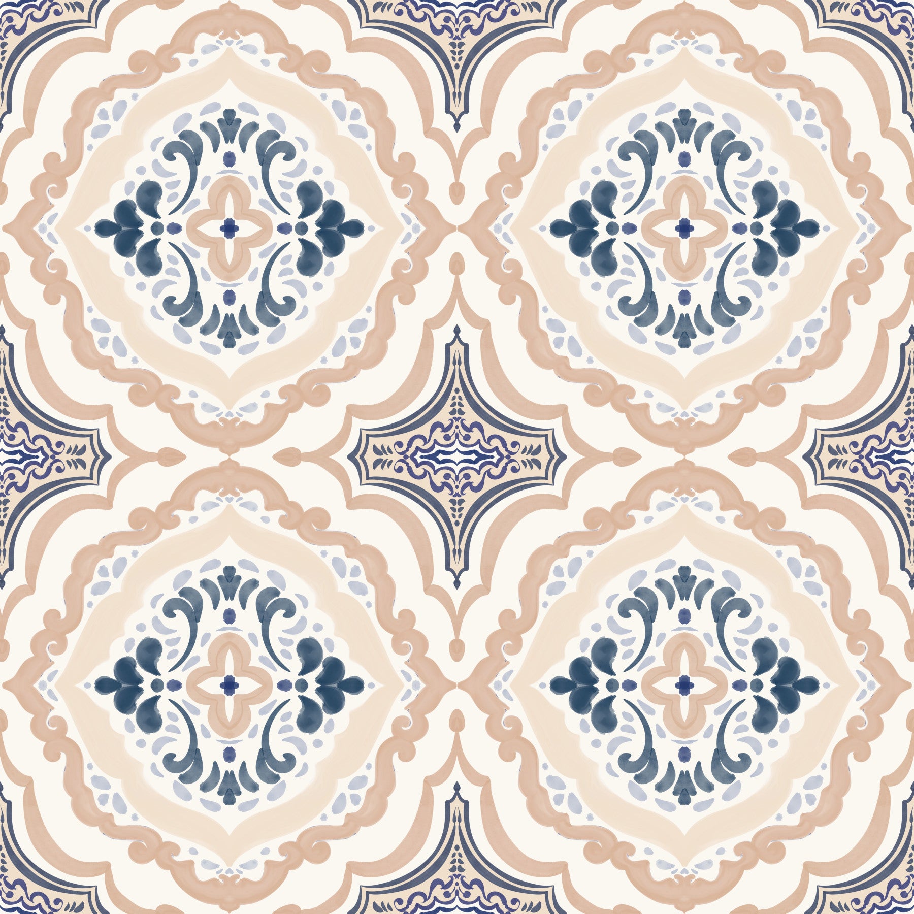 Floral Tile Harmony Wallpaper⁠
