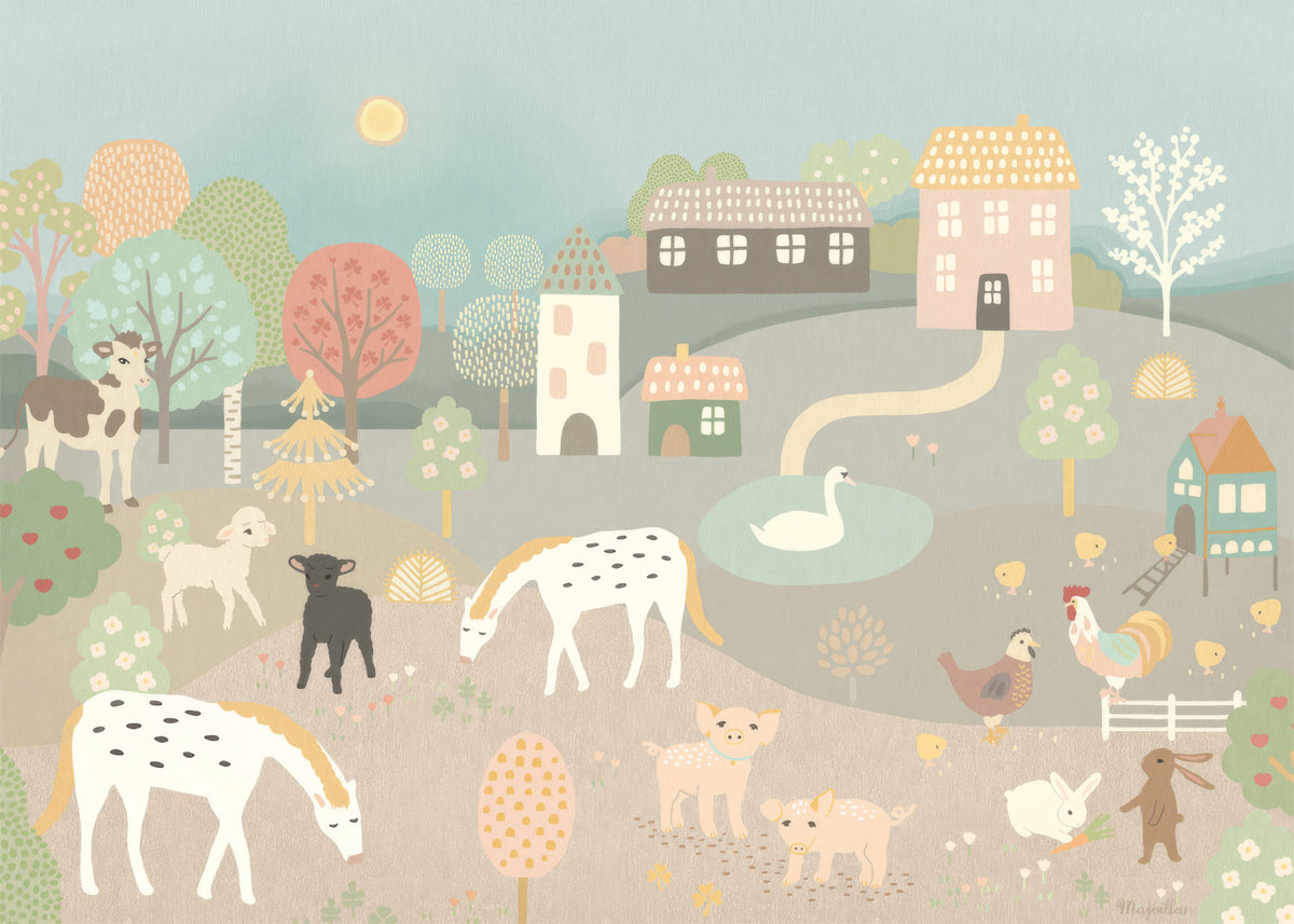 Pastel Farm Story Wall Mural in your room