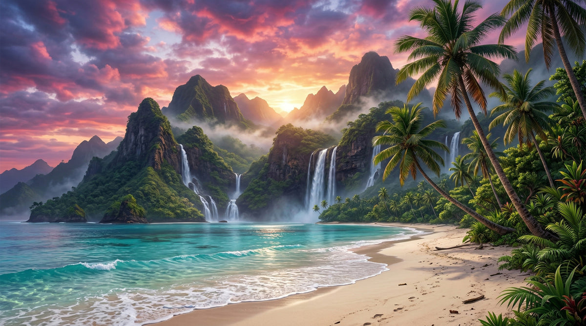 Island Waterfalls Wall Mural in your room