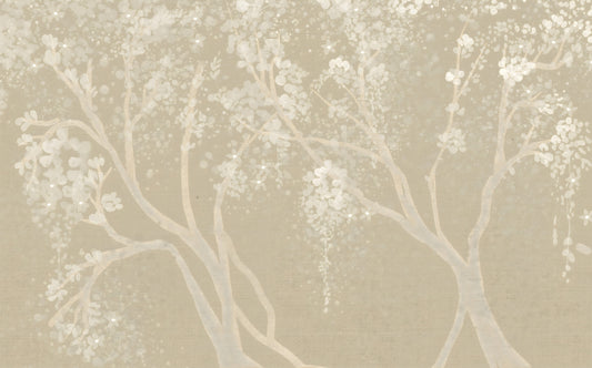 Vintage biege Sakura cherry blossoms Wall Mural