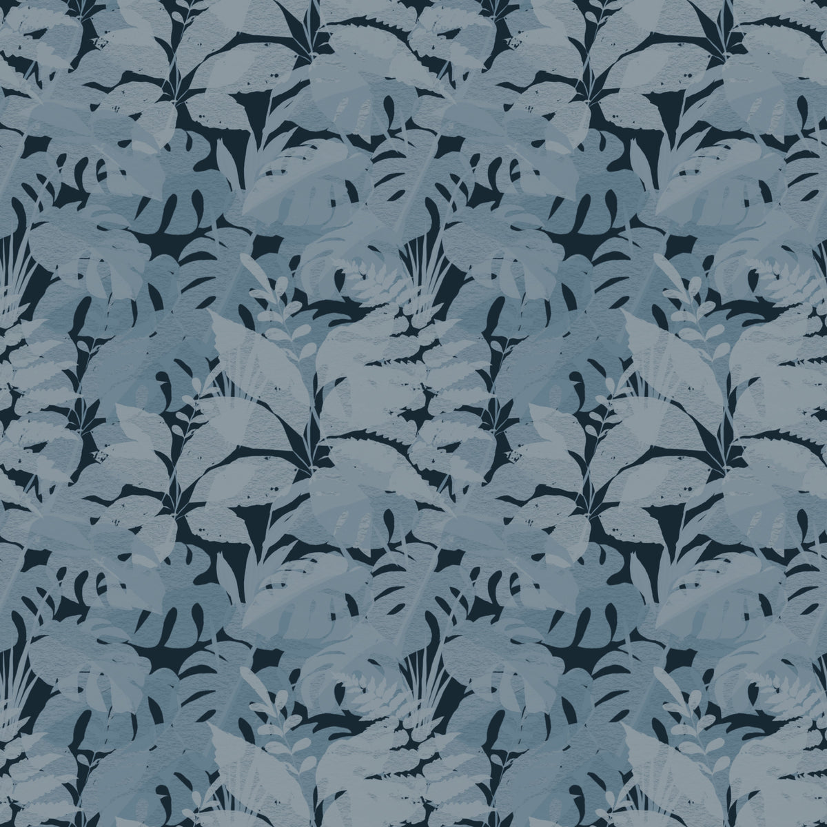 Indigo Botanical Monstera Leaves Wallpaper⁠ in your room — zoomed