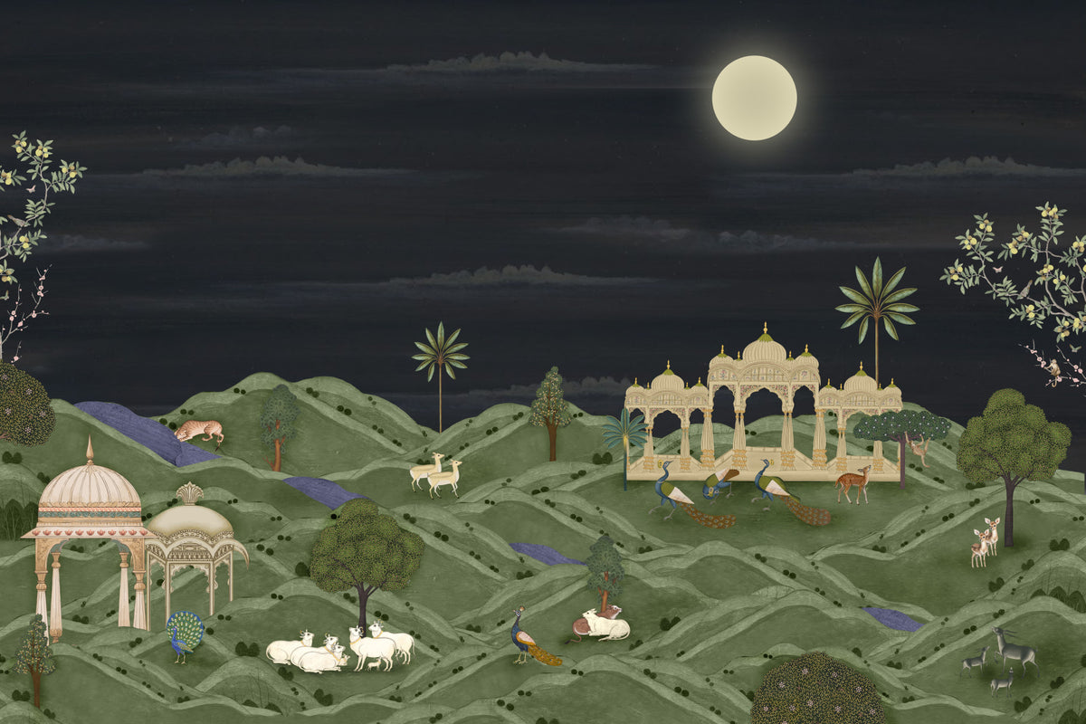 Moonlit Palace Garden Wall Mural in your room — zoomed