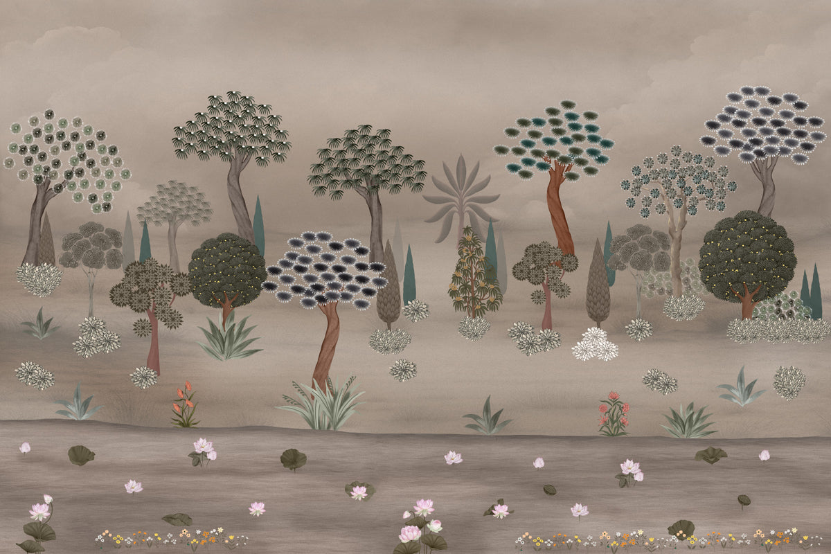 Subtle Eastern Garden Wall Mural in your room