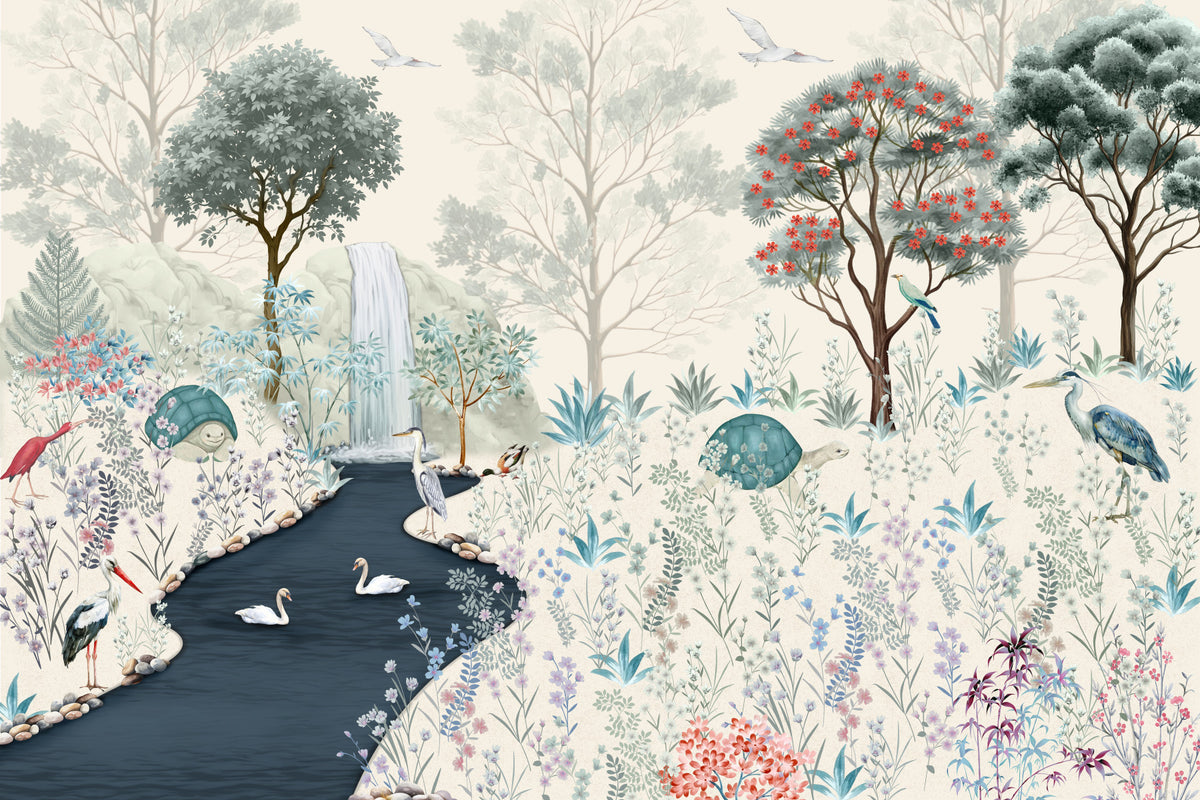 Serene Woodland Stream Wall Mural in your room