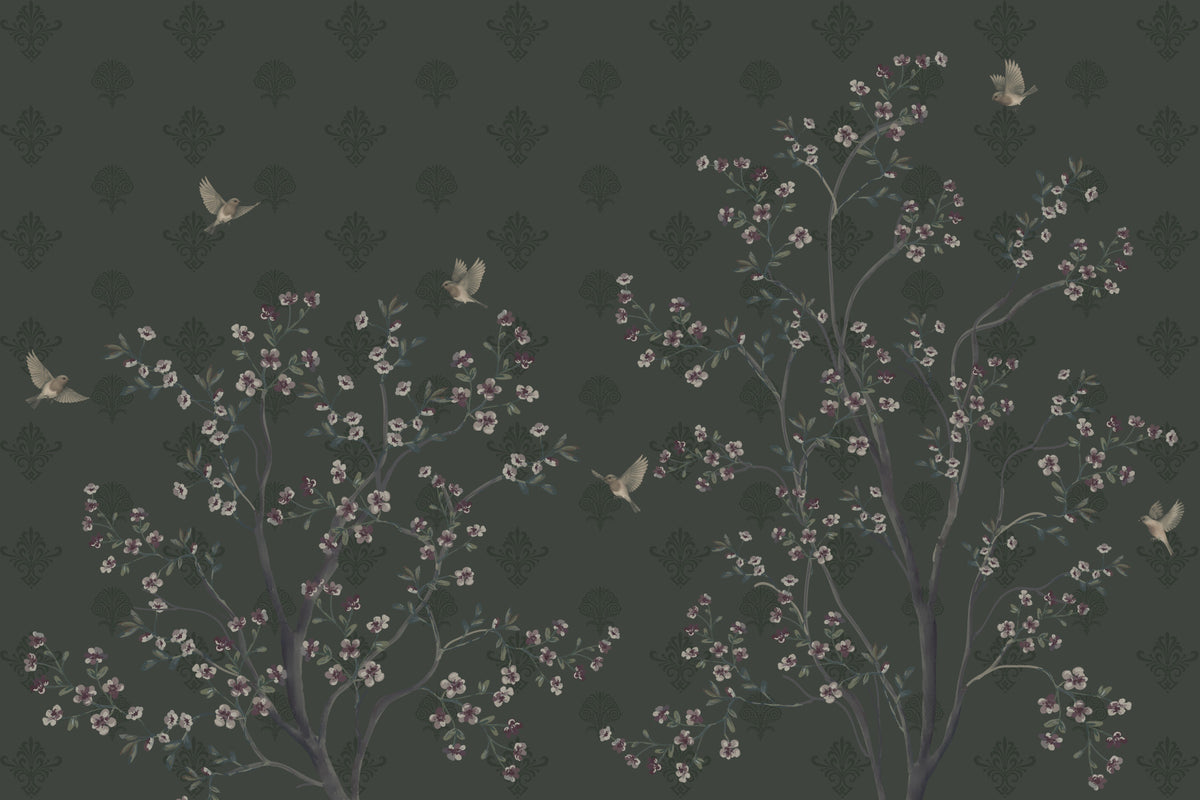 Elegant Avian Bloom Wall Mural in your room