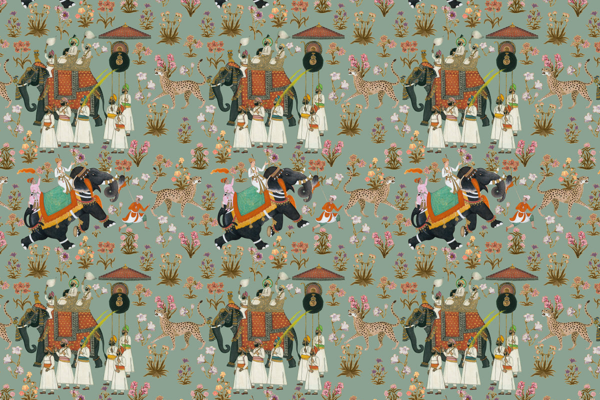 Regal Elephant Procession Wall Mural in your room