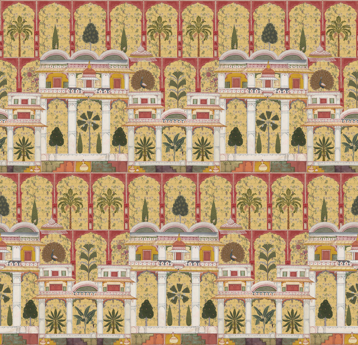 Mughal Garden Grandeur Wall Mural in your room — zoomed