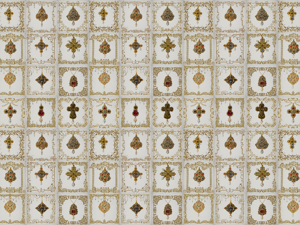 Jeweled Elegance Pattern Wall Mural in your room — zoomed