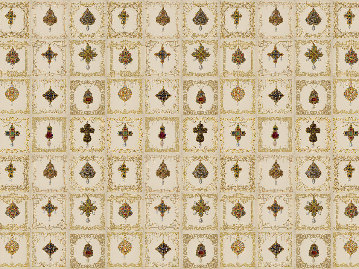 Gilded Relics Pattern Wall Mural in your room