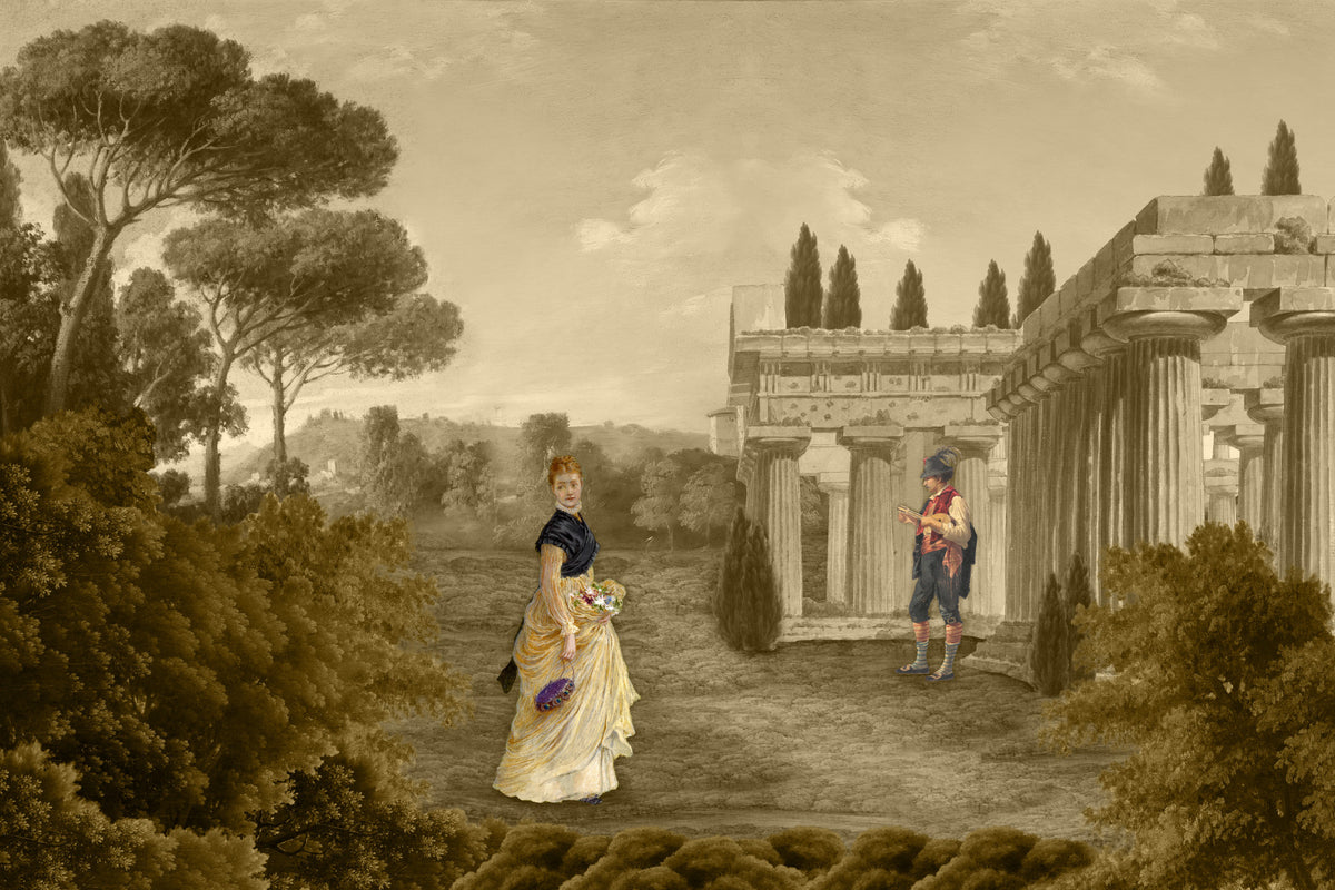 Classical Reverie in Sepia Wall Mural in your room — zoomed