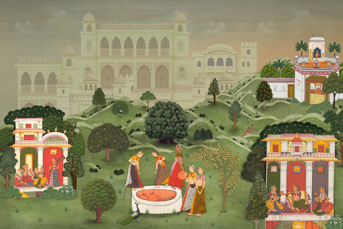 Timeless Indian Palace Garden Wall Mural in your room — zoomed