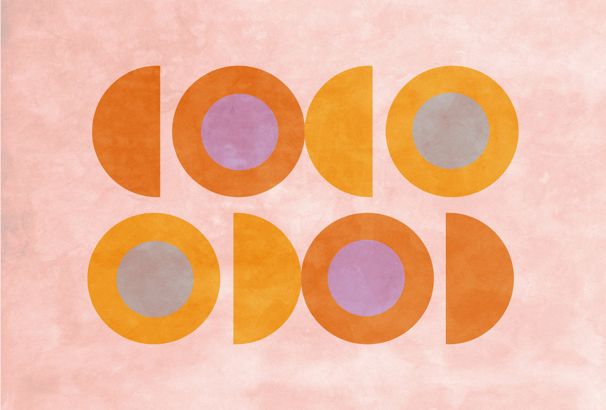 Mid-Century Sunset Shapes Wall Mural in your room — zoomed