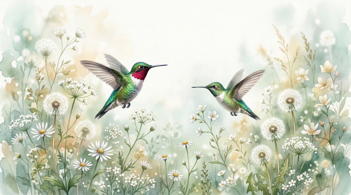 Emerald Dance in Watercolor Meadow Wall Mural in your room — zoomed