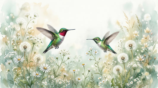 Emerald Dance in Watercolor Meadow Wall Mural