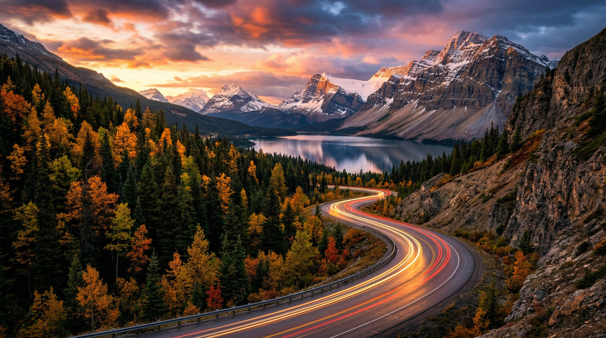 Alpine Sunset Drive Wall Mural
