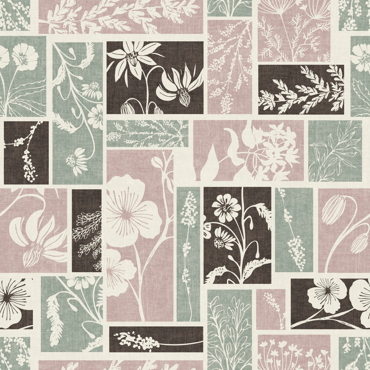 Heirloom Floral Patchwork Muted  Wallpaper⁠ in your room