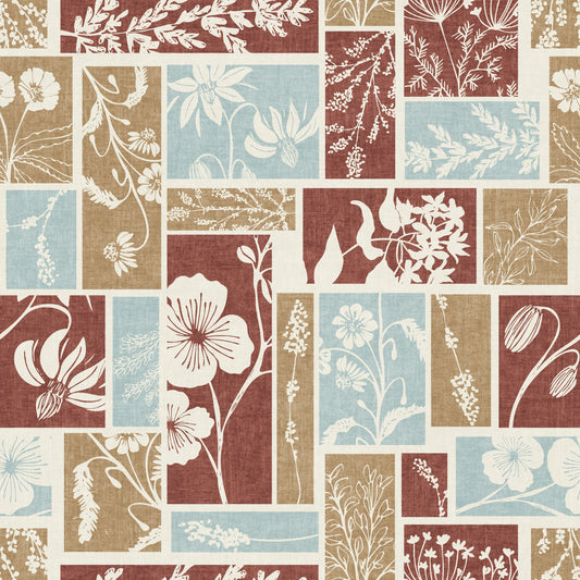 Heirloom Botanical Patchwork Rustic Wallpaper⁠
