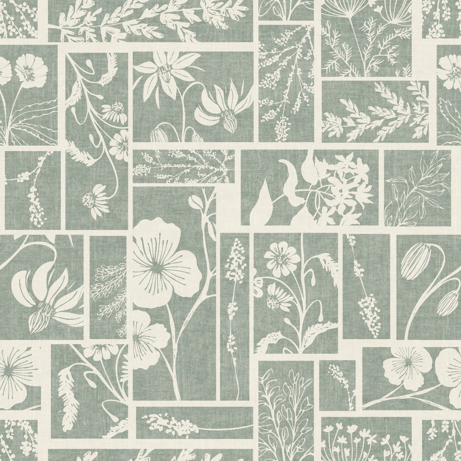 Sage Botanical Collage Wallpaper⁠
