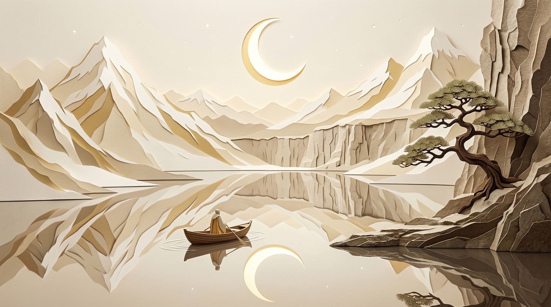 Lunar Mountain Serenity Wall Mural