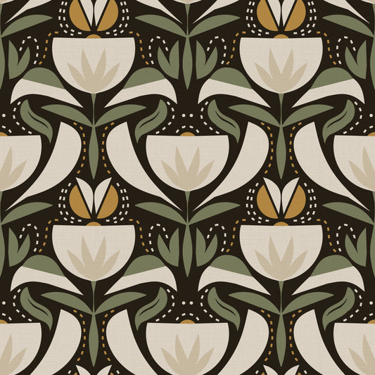 Heritage Tulip Pattern Wallpaper