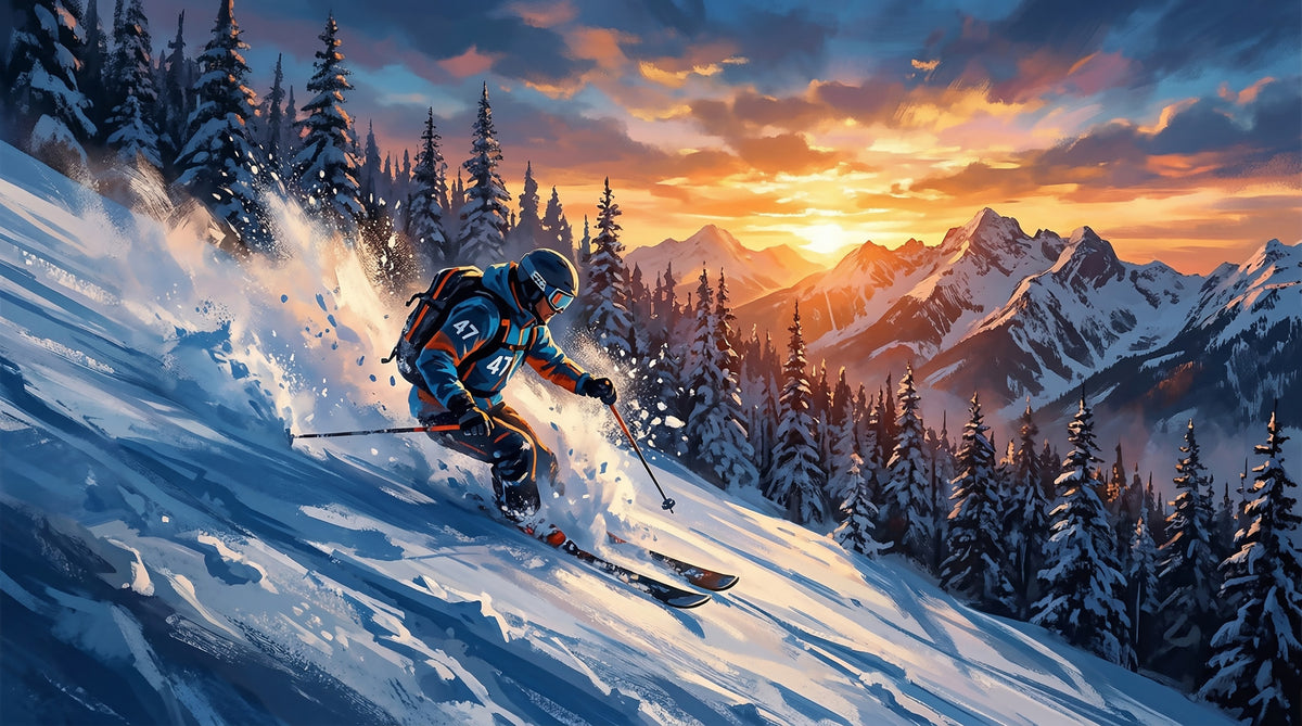Golden Hour Ski Rush Wall Mural in your room