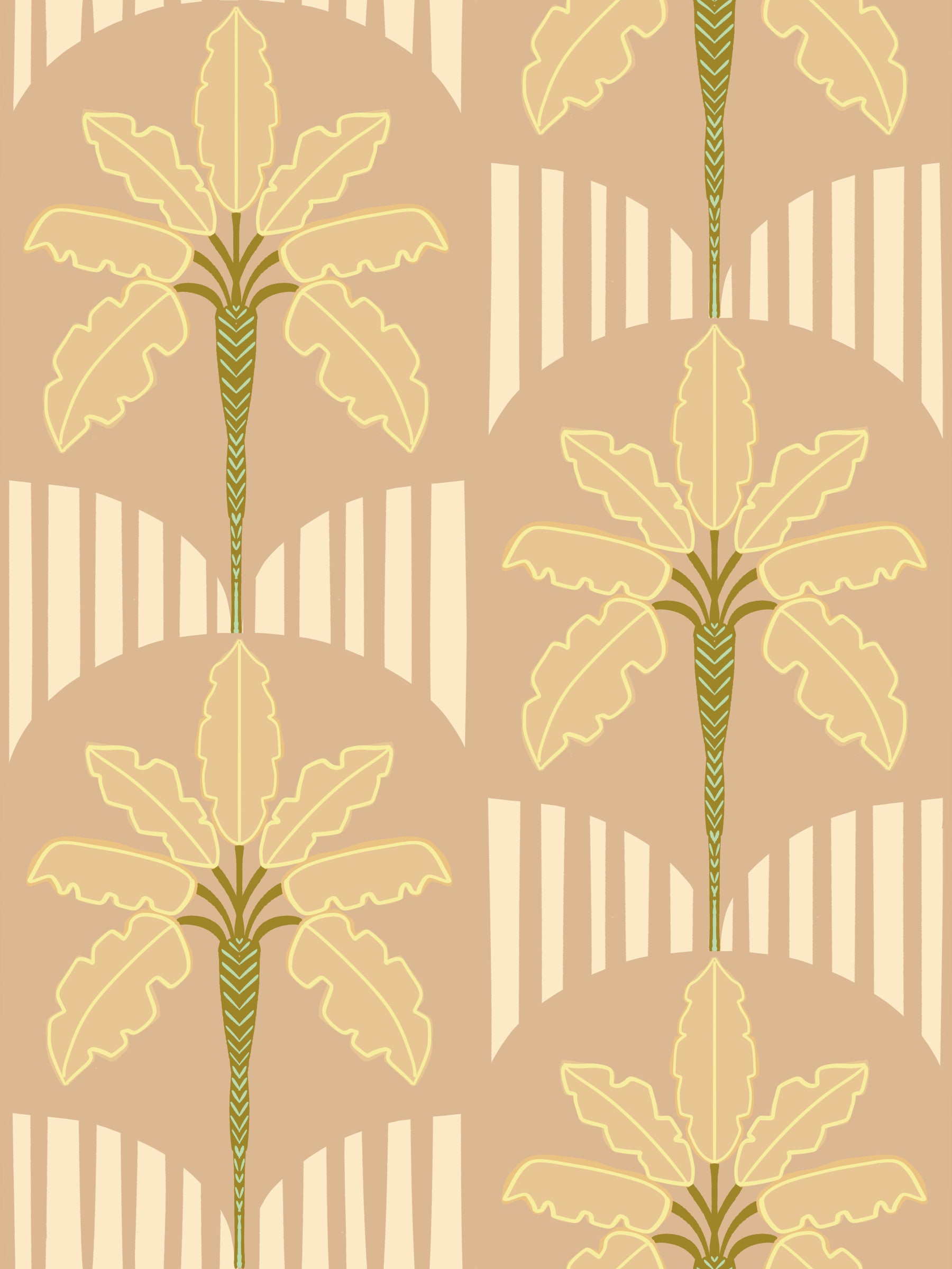 Retro Oasis Palms Wallpaper⁠