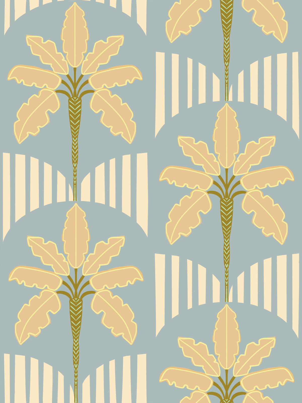 Retro Palm Oasis Pattern Wallpaper⁠