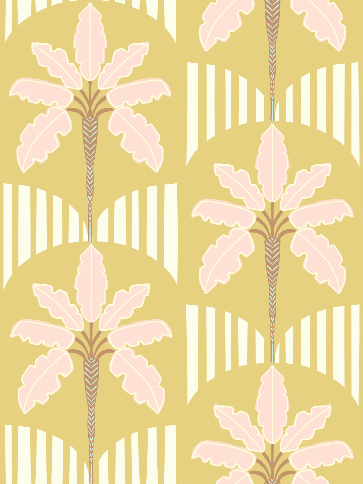 Pink Palm Retro Oasis Wallpaper⁠