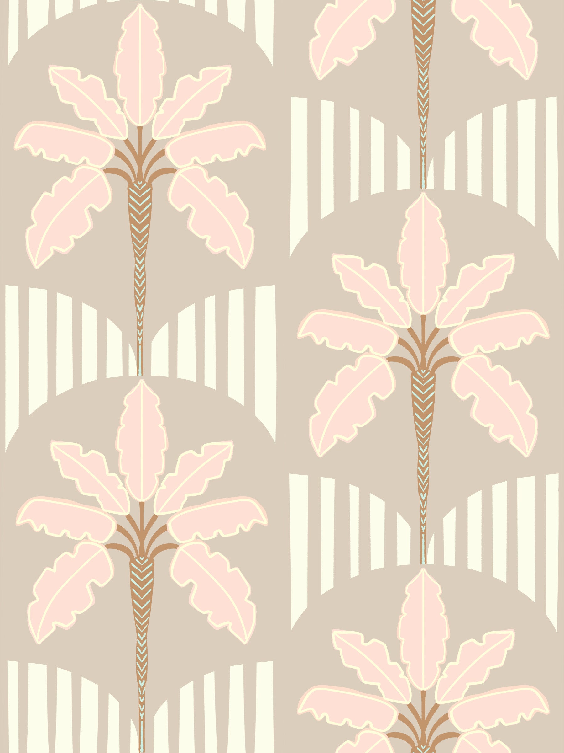 Blush Fronds & Stripes Wallpaper⁠