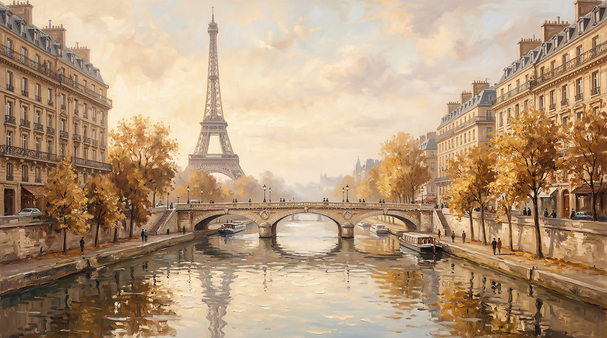 Eiffel's Golden Embrace Wall Mural in your room