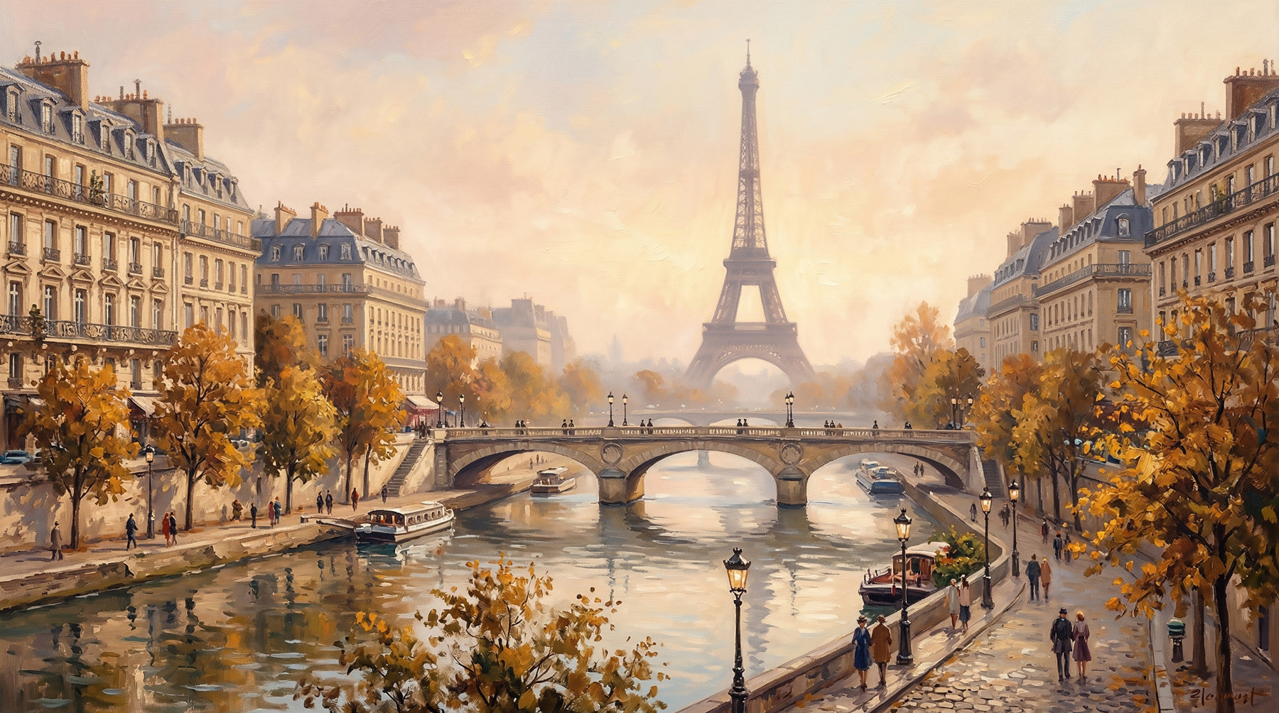 Parisian Autumn Glow Wall Mural