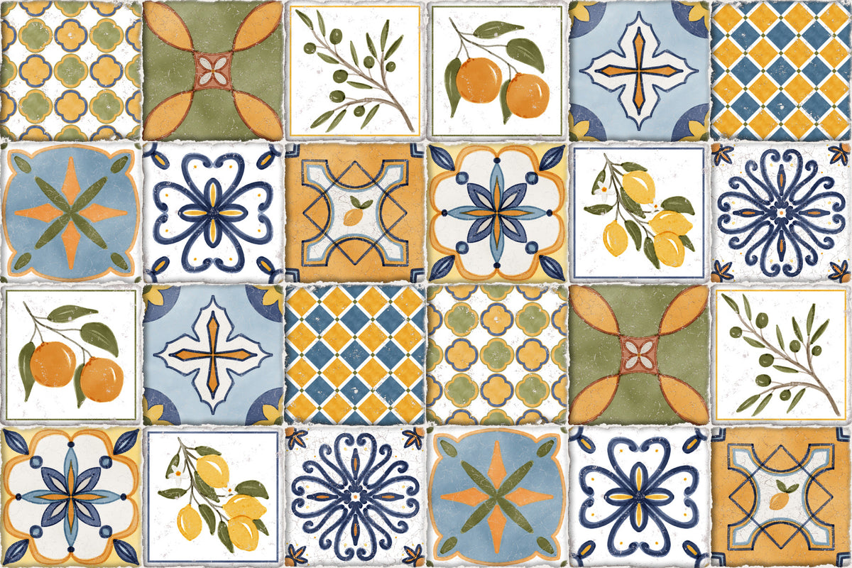 Mediterranean Majolica Tiles Wallpaper⁠ in your room — zoomed