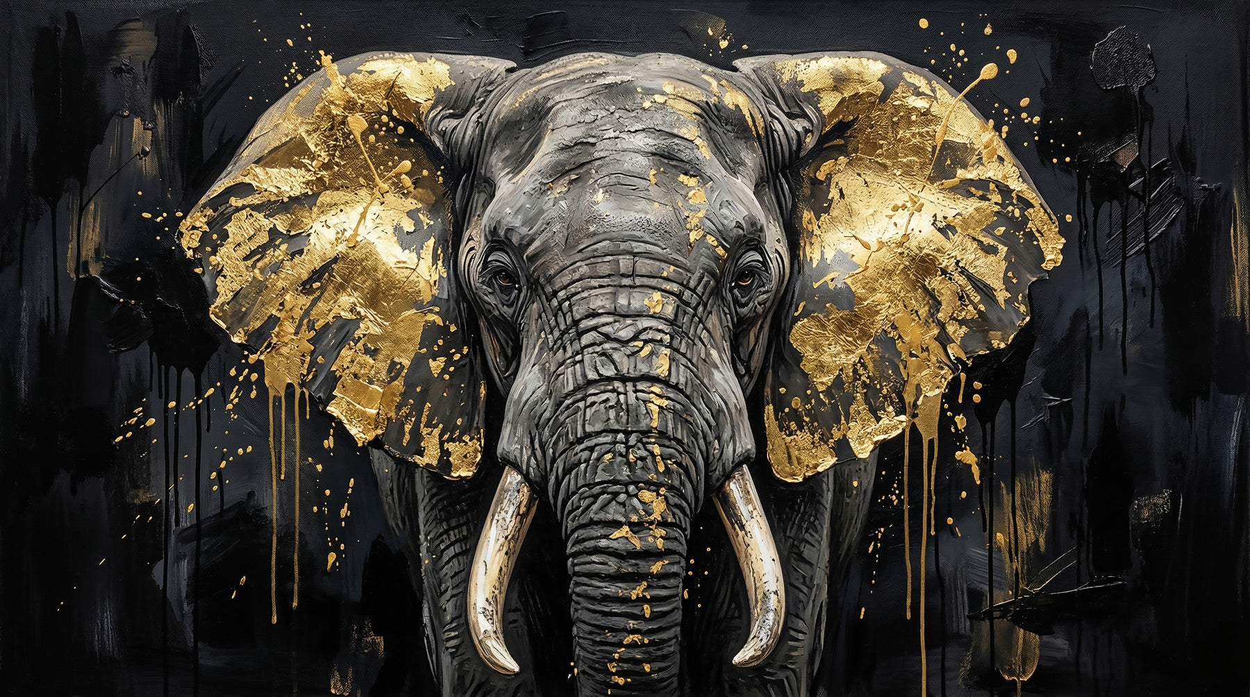 Golden Elephant wall mural behind a luxury Kids room sofa
