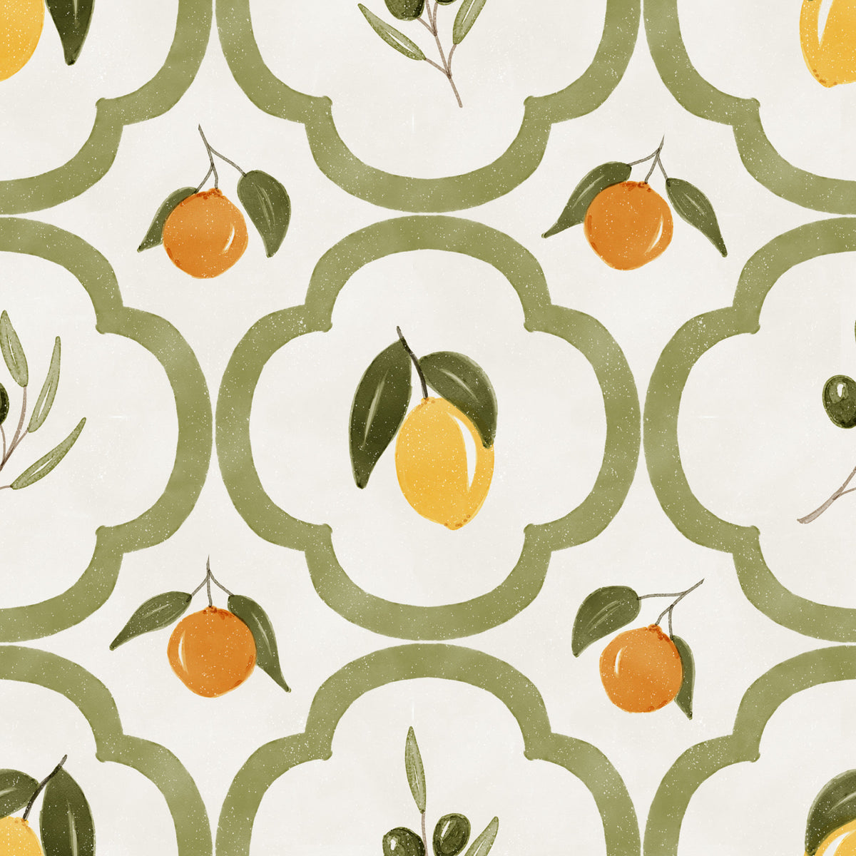 Mediterranean Harvest Decor Wallpaper⁠ in your room — zoomed