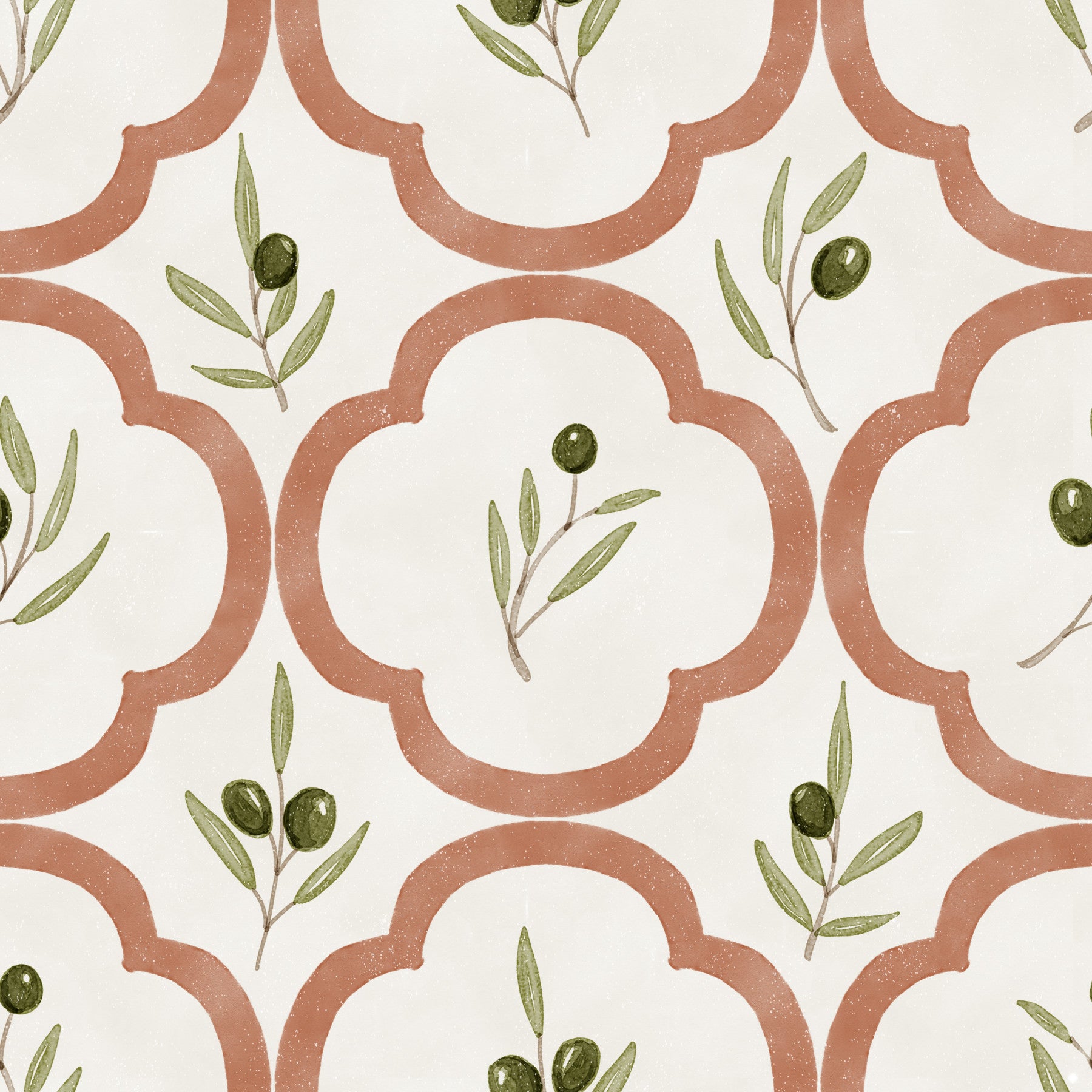 Mediterranean Olives Decor Wallpaper⁠