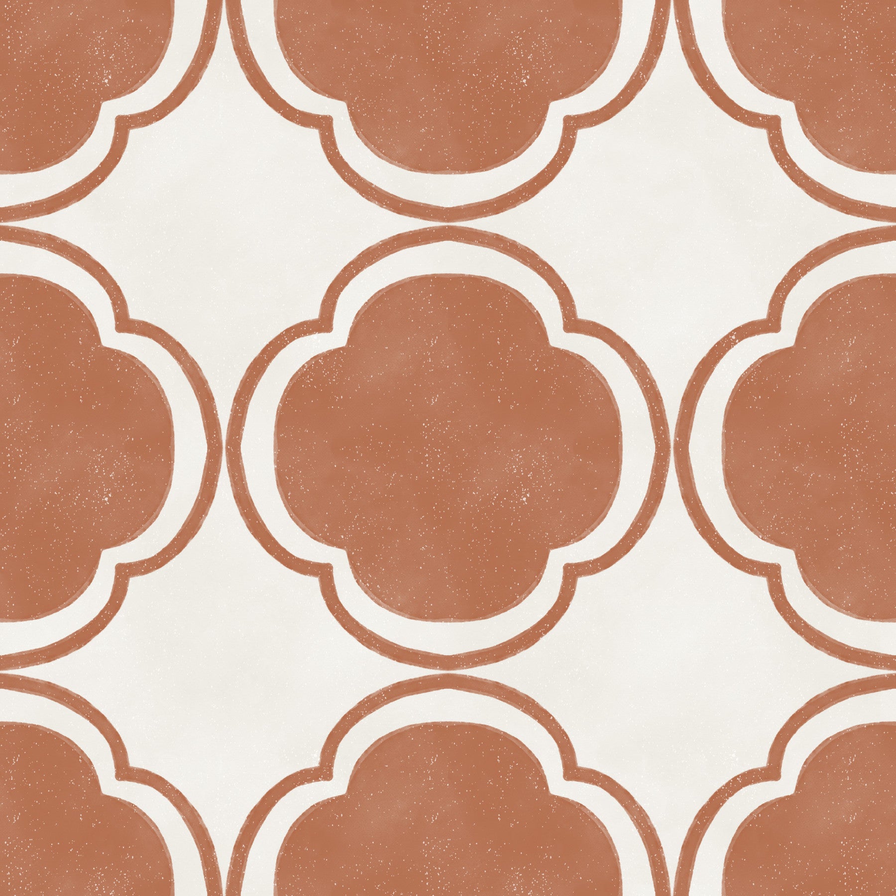 Mediterranean Quatrefoil Decor - Terracotta Wallpaper⁠