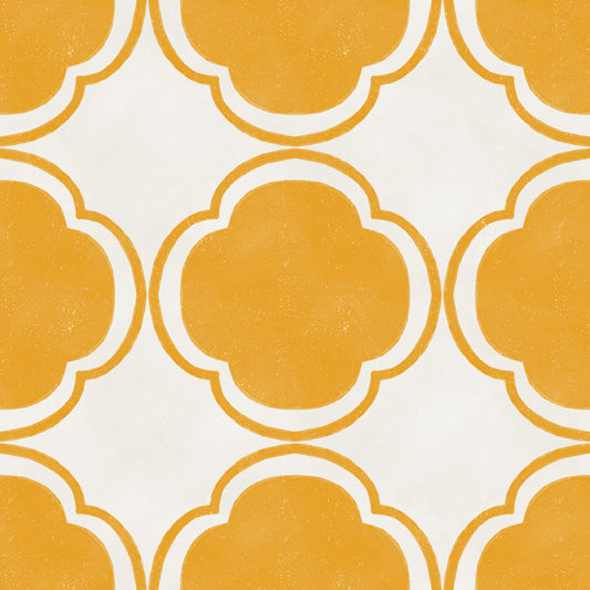 Mediterranean Quatrefoil Decor - Yellow Wallpaper⁠