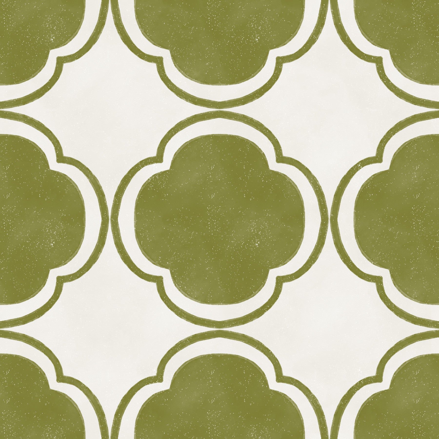 Mediterranean Quatrefoil Decor - Green Wallpaper⁠