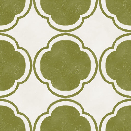 Mediterranean Quatrefoil Decor - Green Wallpaper⁠