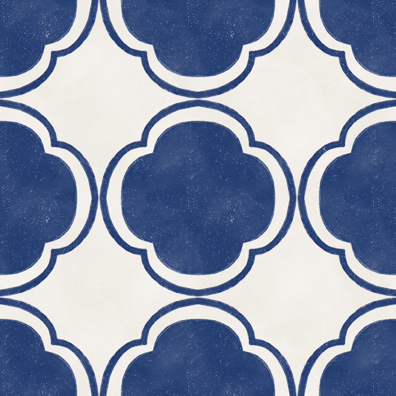 Mediterranean Quatrefoil Decor - Blue Wallpaper⁠