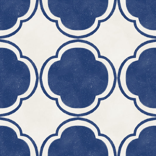 Mediterranean Quatrefoil Decor - Blue Wallpaper⁠