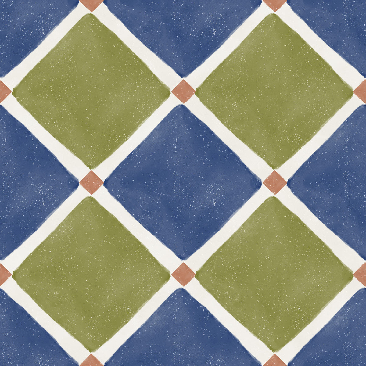 Mediterranean Rustic Checkerboard Aged Decoration - Blue - Olive Wallpaper⁠ in your room — zoomed
