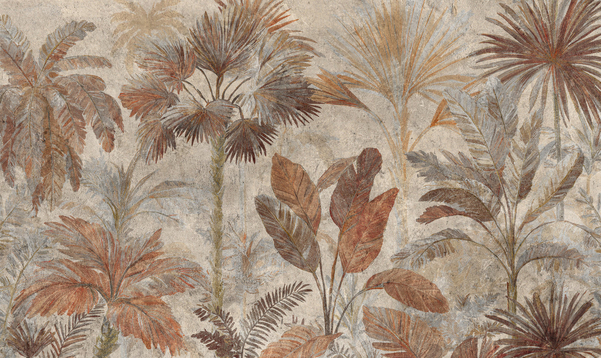 Tropical Palms Terracotta Fresco Wall Mural in your room