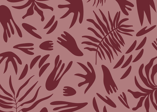 Maroon Botanical Rhythm Wall Mural