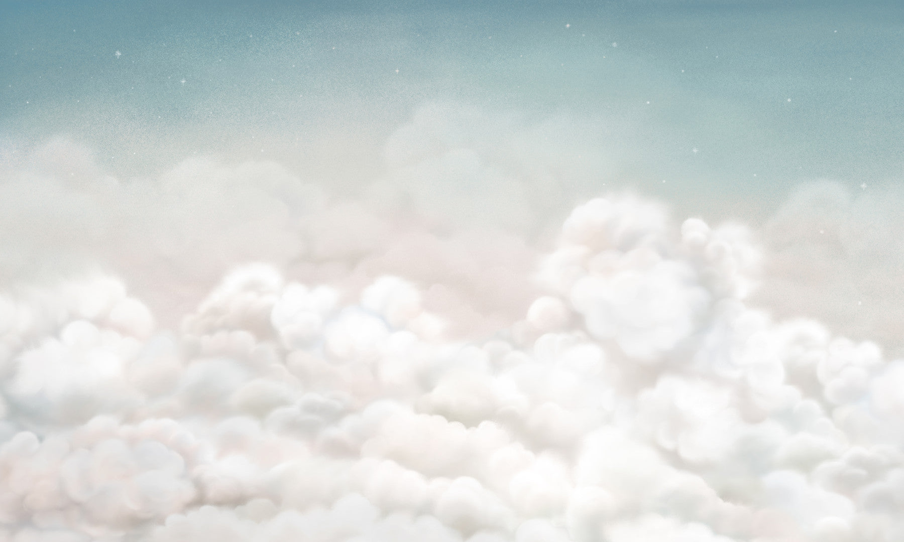 Calming Clouds Blue Wall Mural in your room — zoomed