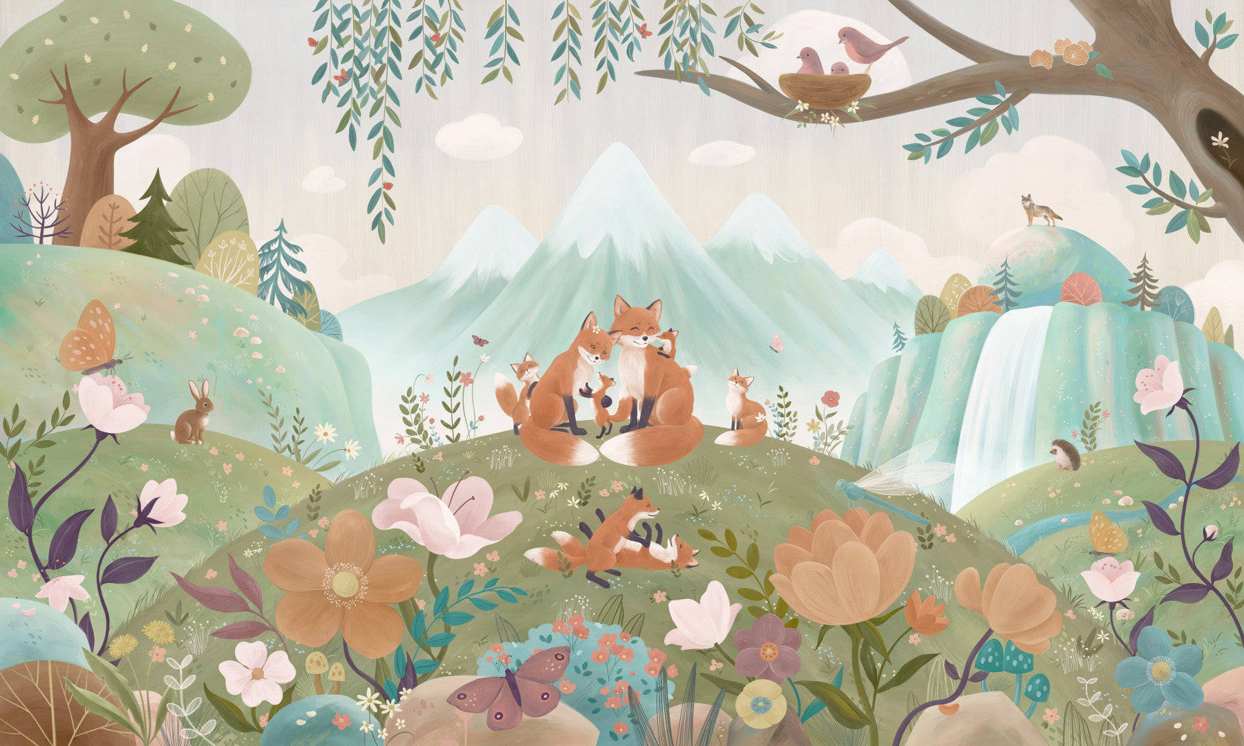 Fox Family Wall Mural