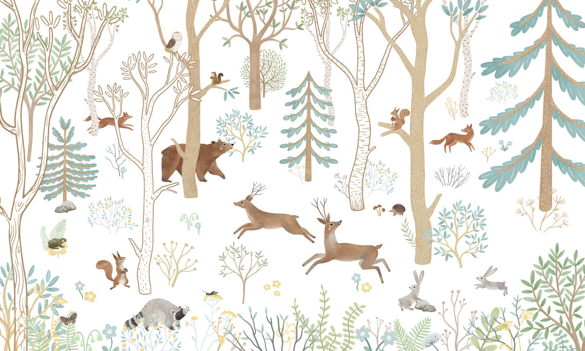 Frisky Forest Blue Wall Mural