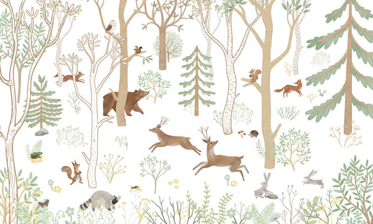 Frisky Forest Green Wall Mural