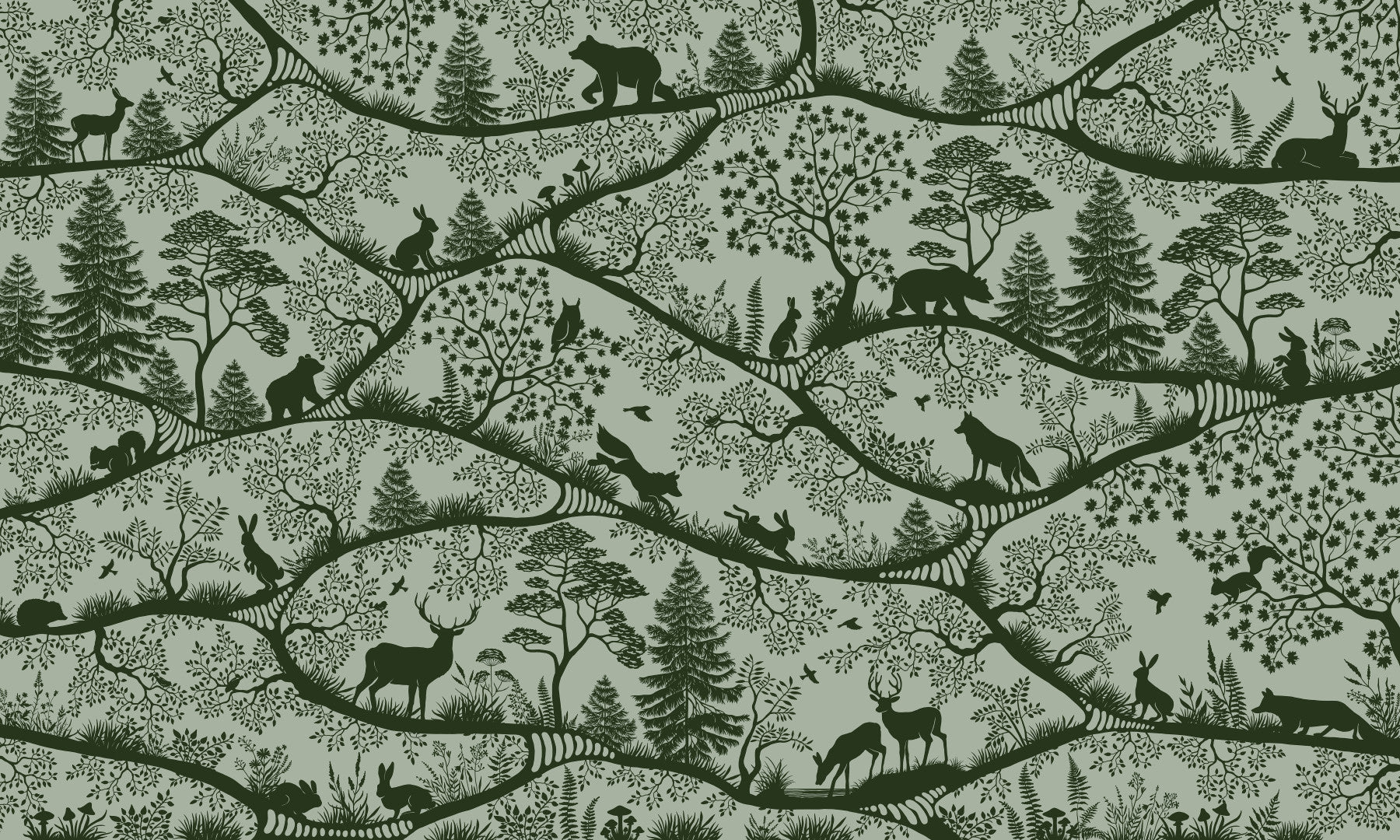 Nordic Nature Green Green Wall Mural