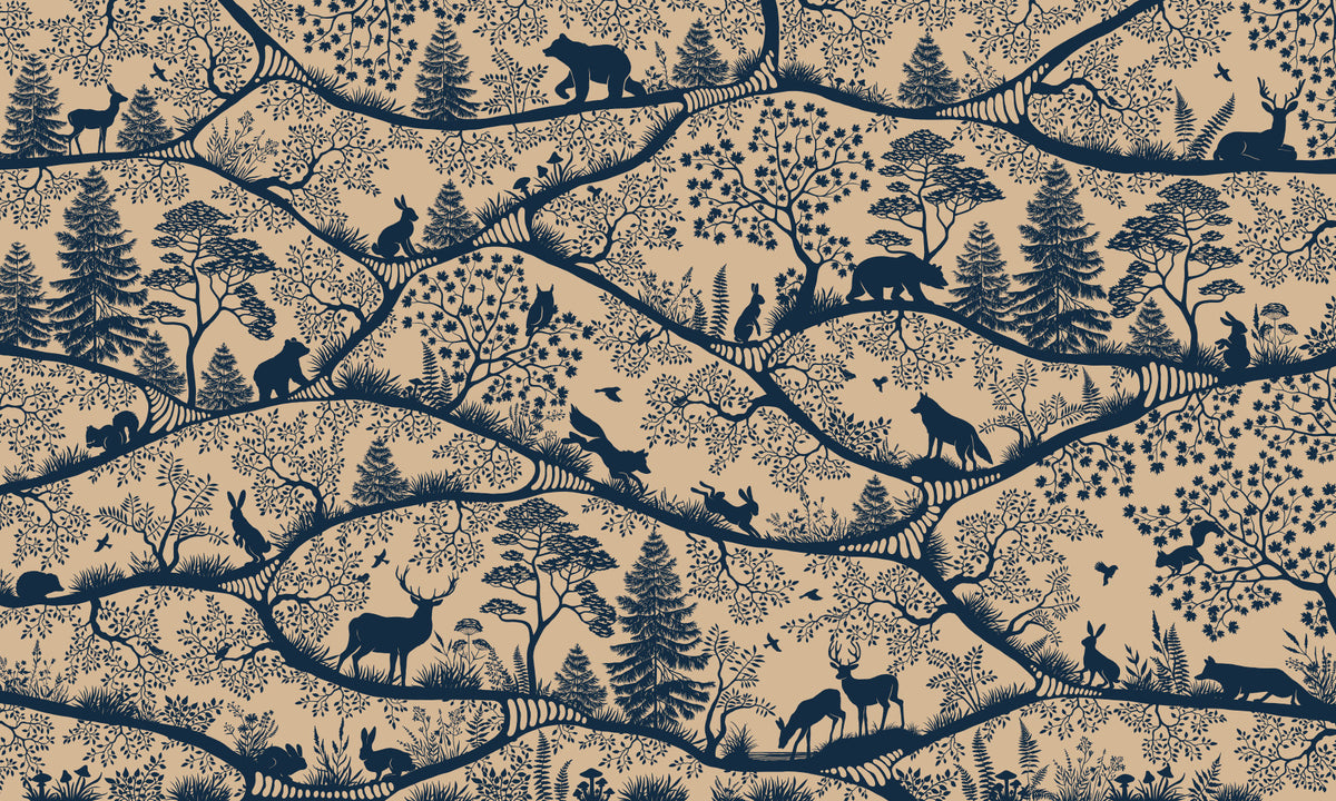 Nordic Nature Beige Blue Wall Mural in your room